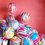 Luftballons Bunt 100 Stück 12 Zoll Bunte Luftballons Regenbogen Achat Marmor Ballons Latex Ballons Tie Dye Swirl Effekt für Geburtstags Hochzeit Baby Shower Hippie Party Dekorationen Lieferungen