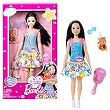 Barbie-Puppe für Vorschulkinder, schwarzes Haar, My First Barbie Renee Puppe, Kinderspielzeug und -geschenke, Plüschfuchs, Zubehör, weicher beweglicher Körper, HLL22